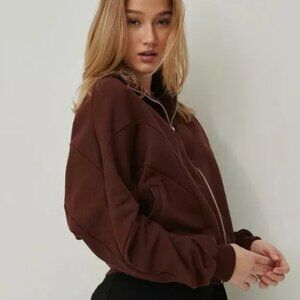 NA-KD High Neck Zip Front Sweatshirt S